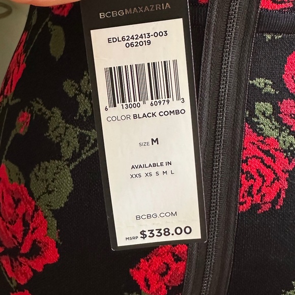 BCBGMaxAzria La Rosa Body-Con Red Knit Floral Dress NWT - Picture 5 of 5